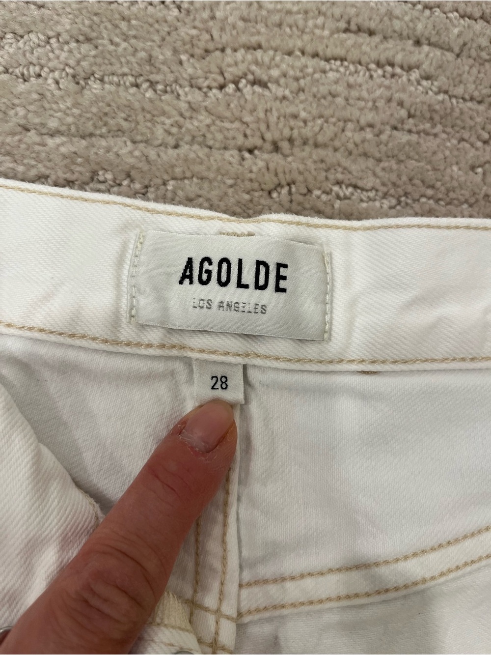 Agolde Parker Long White High-Rise Frayed Hem Jean Shorts - Picture 3 of 11